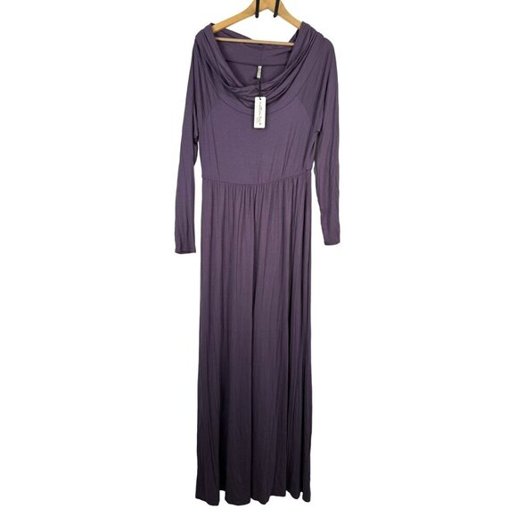 Mother Bee Maternity super soft Rayon blend maxi off shoulder dress Purple sz XL - Picture 1 of 8